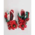 Dolce & Gabbana White Red Floral Detailing Sandals Shoes LA12903-35.5