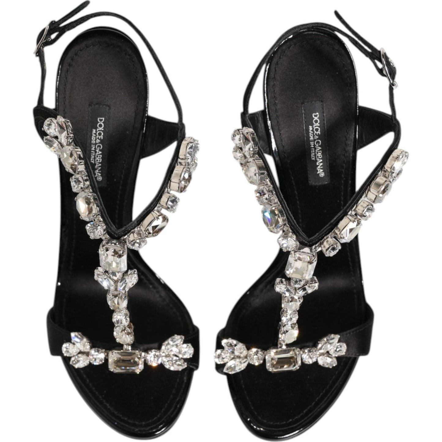 Dolce & Gabbana Black Keira Crystals Heels Sandals Shoes LA12910-41