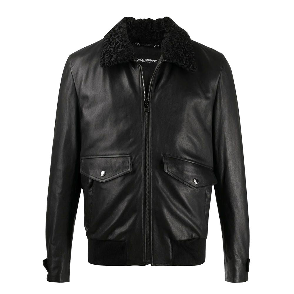 Dolce & Gabbana Black Lambskin Jacket DO-15936-IT50 | L