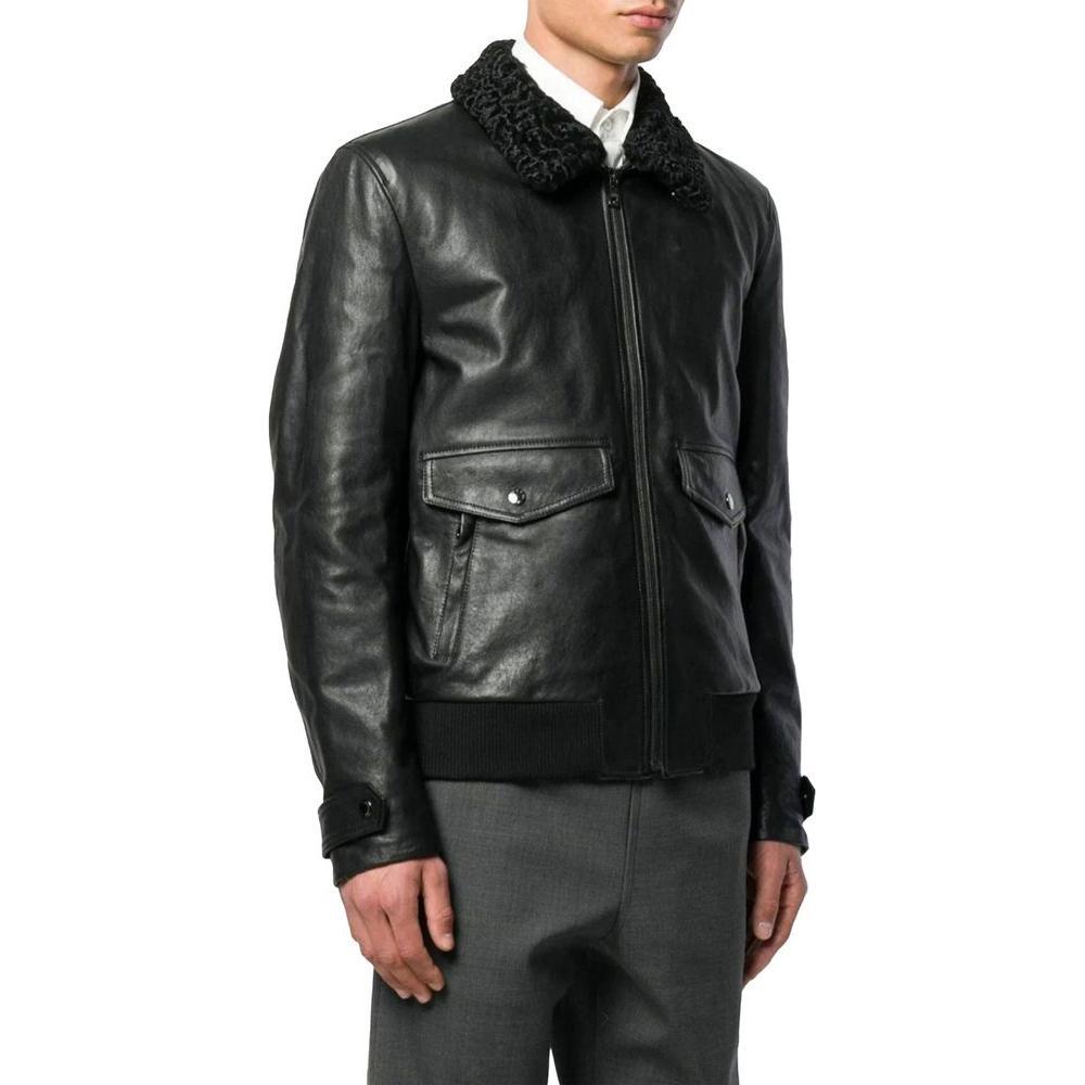 Dolce & Gabbana Black Lambskin Jacket DO-15936-IT50 | L
