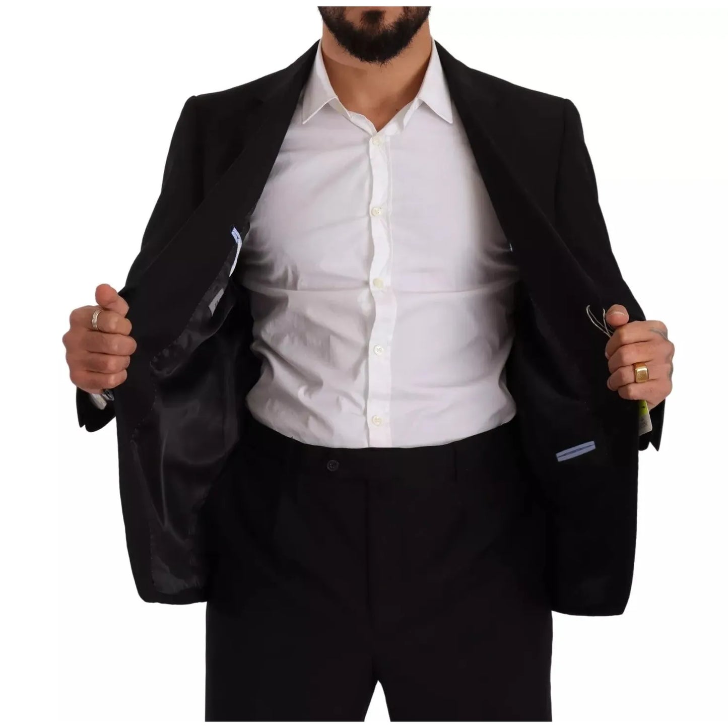 Domenico Tagliente Blue Polyester Single Breasted Formal 2 Piece Suit KOS1940-49