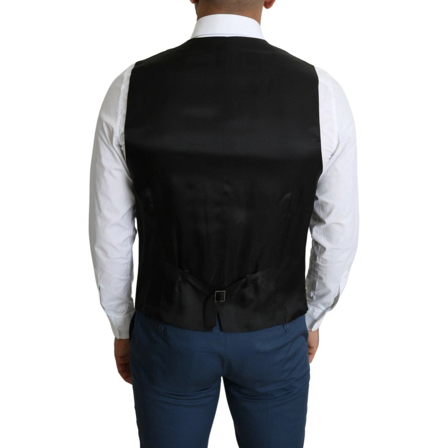 Dolce & Gabbana Black Wool Men Formal Waistcoat Vest TSH5652-52