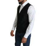 Dolce & Gabbana Black Wool Men Formal Waistcoat Vest TSH5652-52