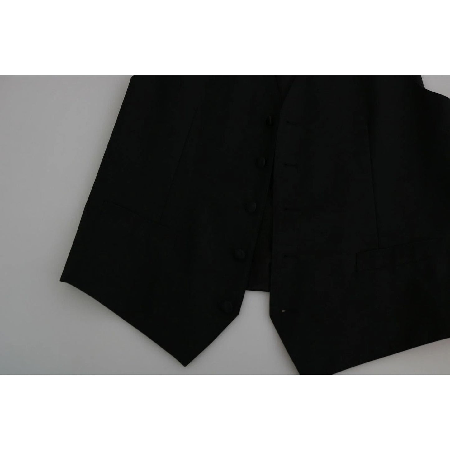Dolce & Gabbana Black Wool Men Formal Waistcoat Vest TSH5652-52