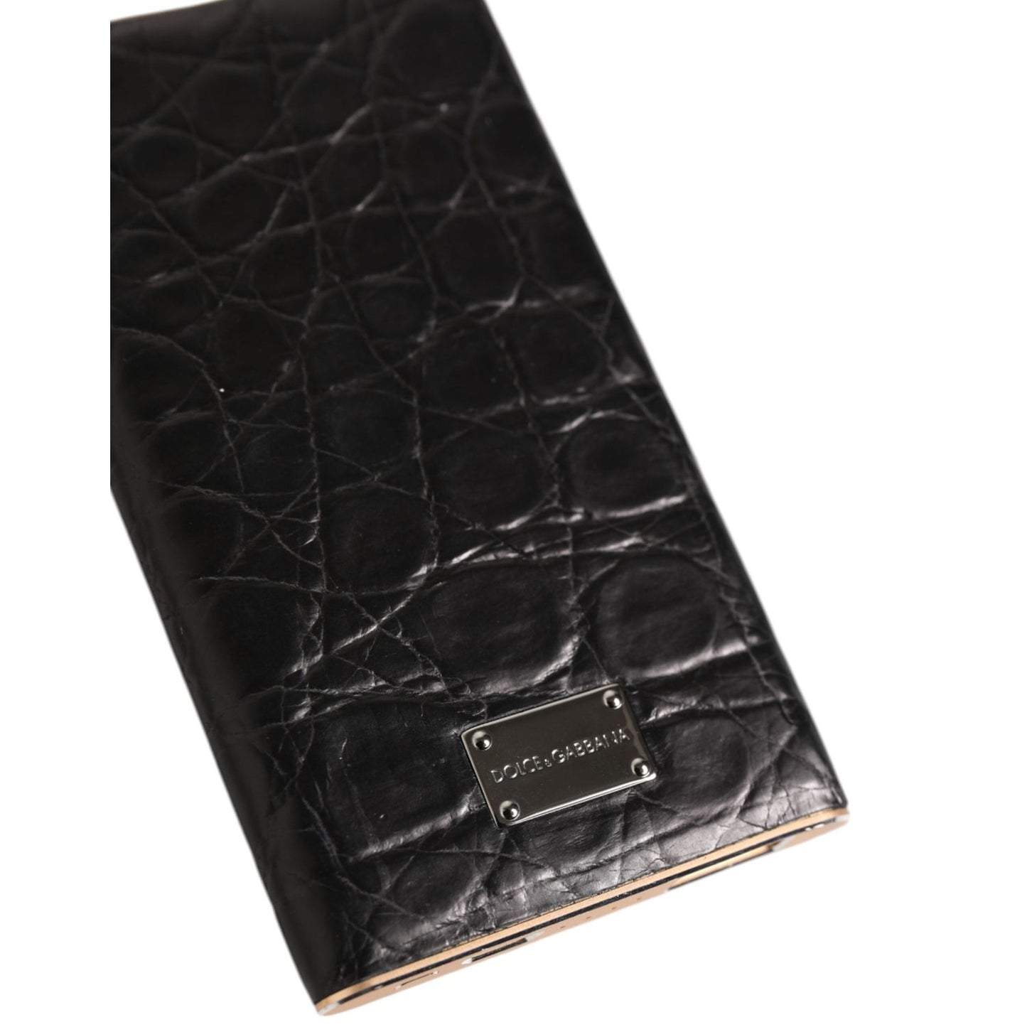 Dolce & Gabbana Black Leather Exotic Skin 3000mAh Power Bank Charger USB SMY10711