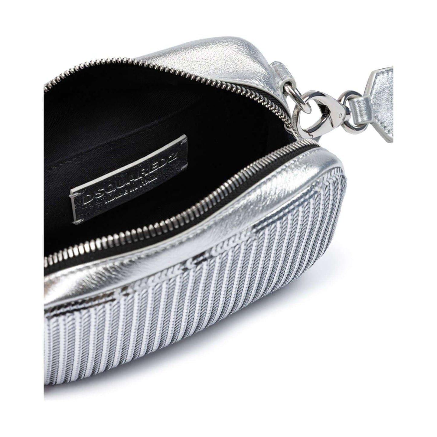 Dsquared² Silver Paillettes and Leather Clutch Bag DS210825-7