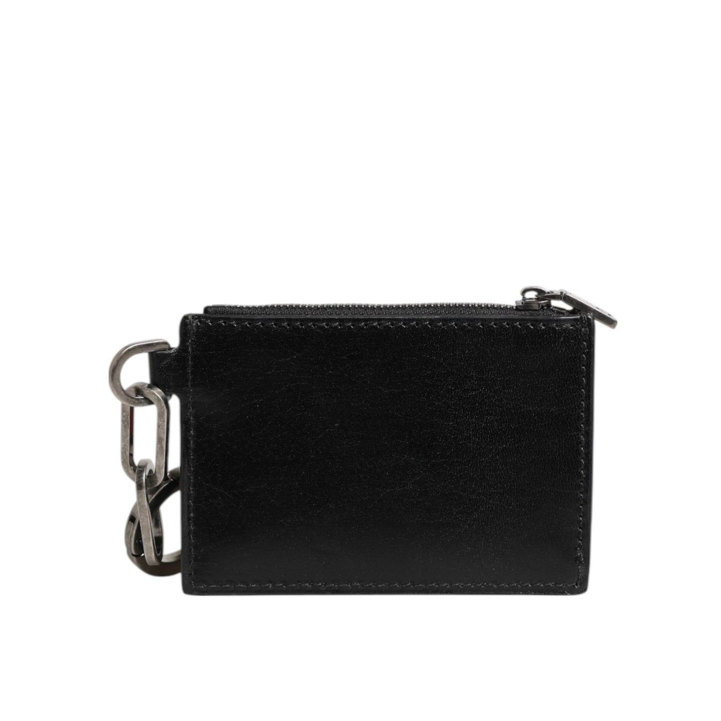 Dolce & Gabbana Black Leather Zip Logo Keyring Coin Purse Keyring Wallet