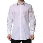 Dolce & Gabbana White Cotton Crown Collar GOLD Formal Shirt TSH91339-40