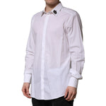 Dolce & Gabbana White Cotton Crown Collar GOLD Formal Shirt TSH91339-40