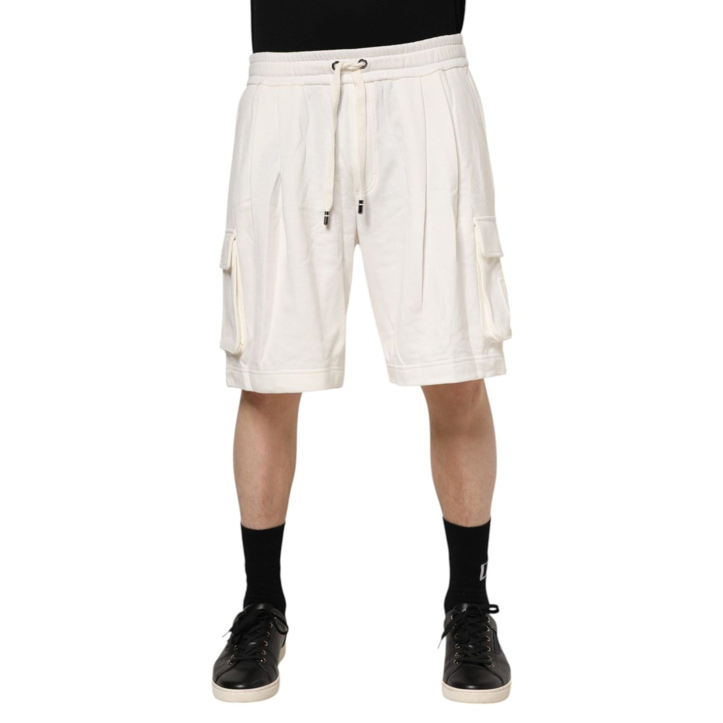 Dolce & Gabbana White Cotton Cargo Bermuda Sweatshorts Shorts PAN76654-46
