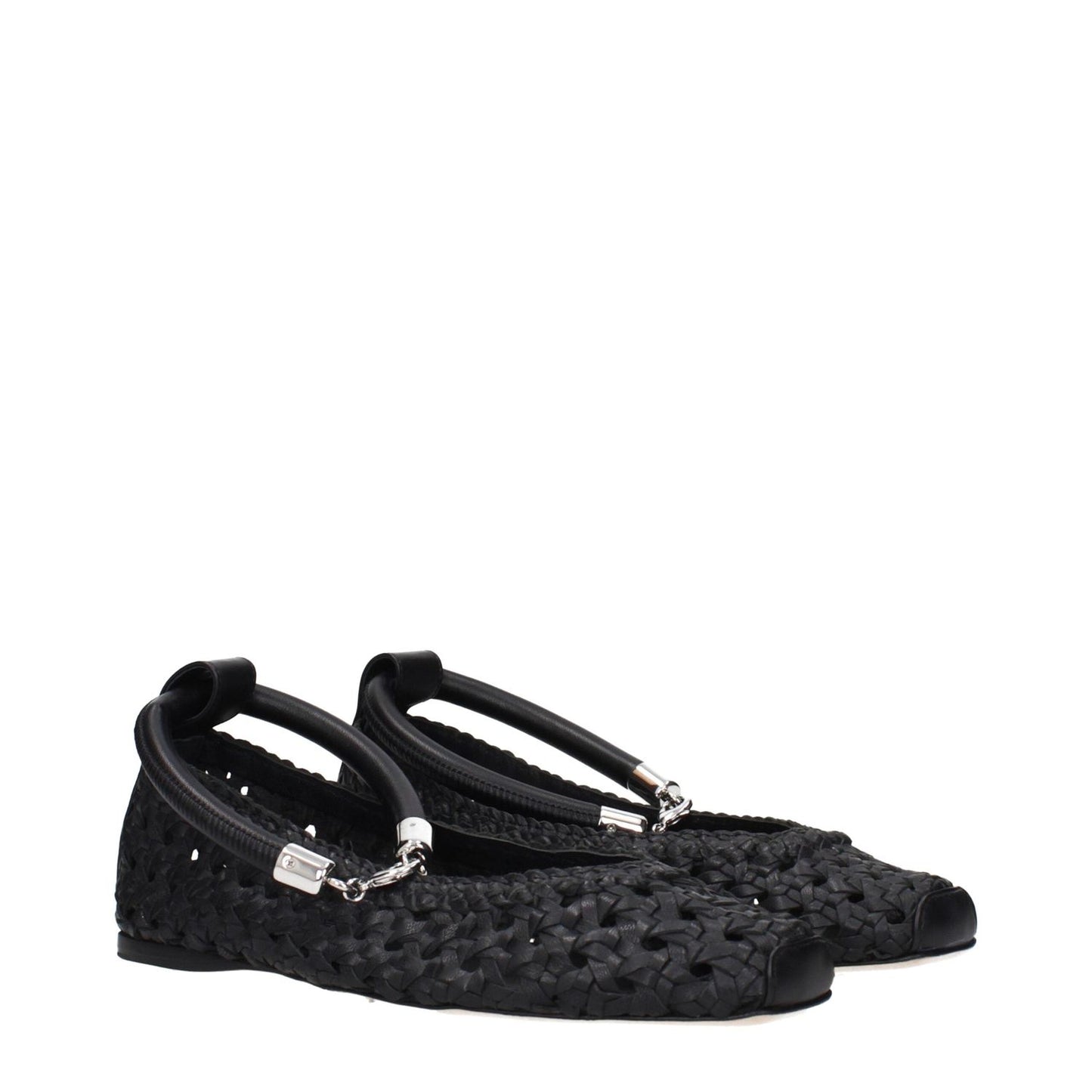 Max Mara Black Leather Ballet Flats MA-15256371921161-EU35/US5