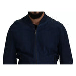 Dolce & Gabbana Blue Leather Perforated Full Zip Jacket JKT3358-54