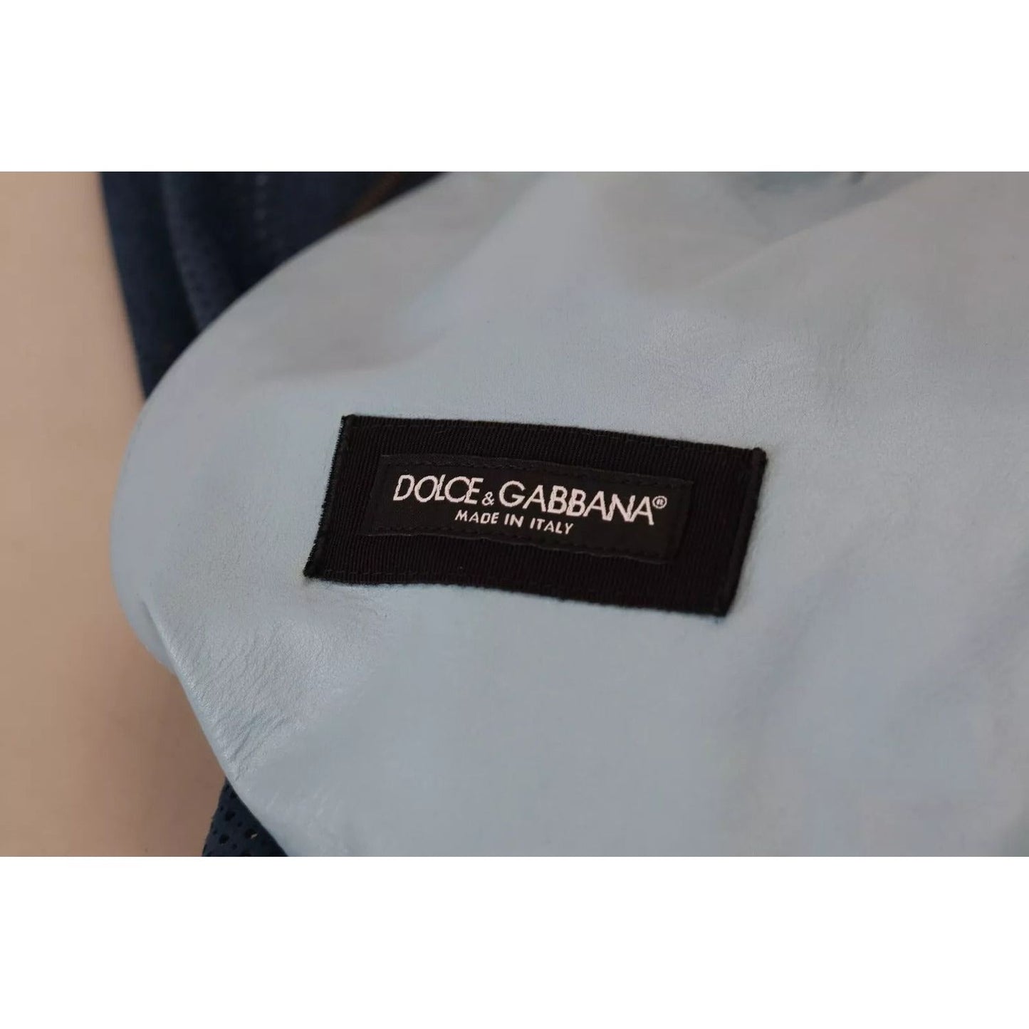 Dolce & Gabbana Blue Leather Perforated Full Zip Jacket JKT3358-54