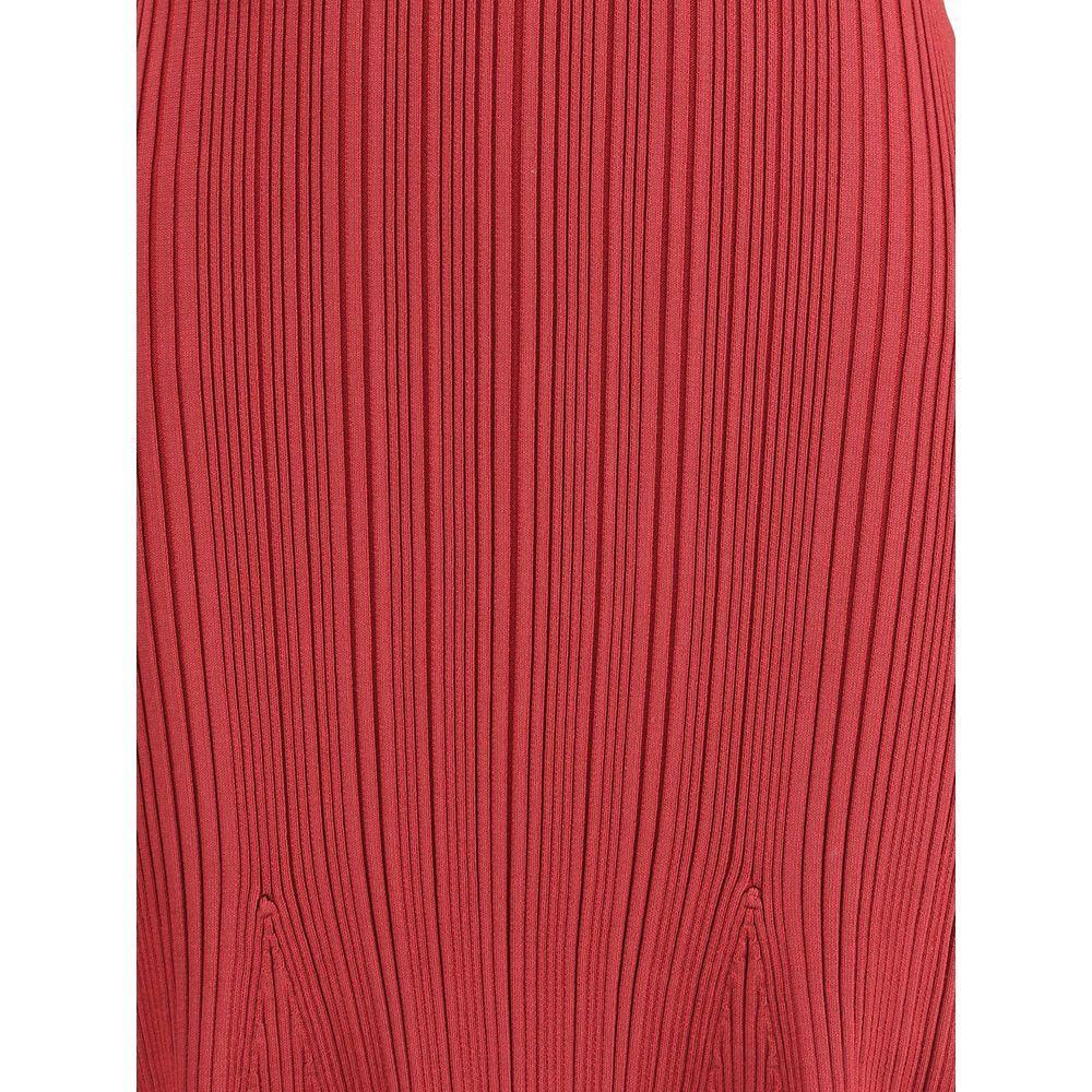 Self-Portrait Ribbed knit midi Dress SE-AW25008MABUBURGUNDY-M