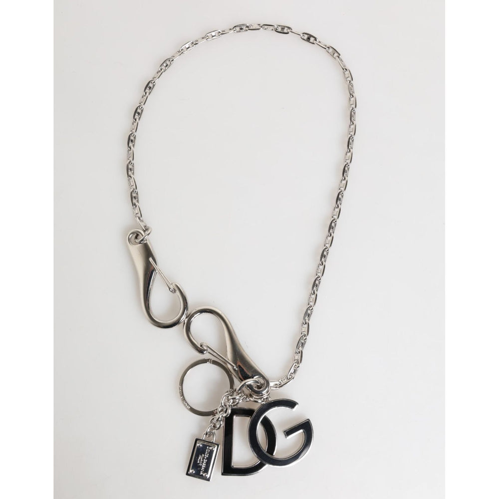 Dolce & Gabbana Silver DG Logo Key Holder Keychain Bag Charm Keyring SMY11021
