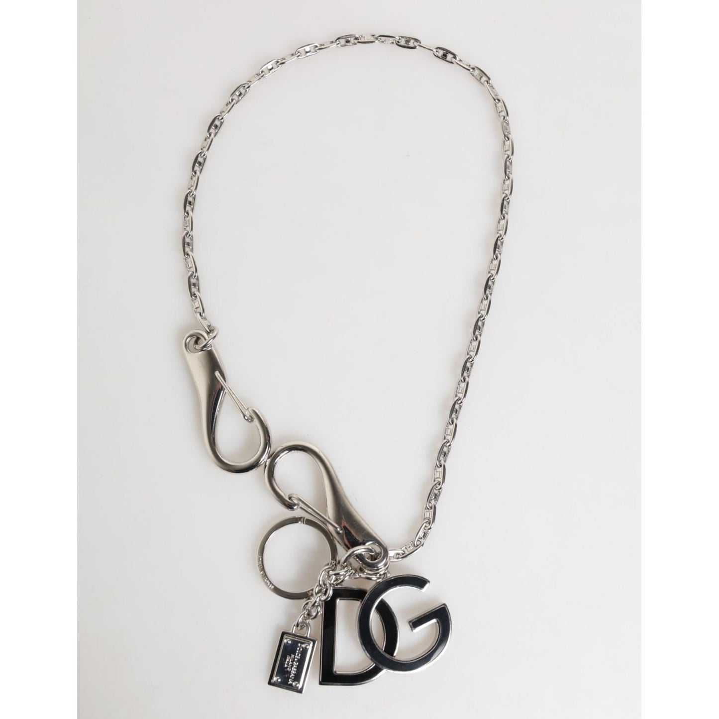 Dolce & Gabbana Silver DG Logo Key Holder Keychain Bag Charm Keyring SMY11021