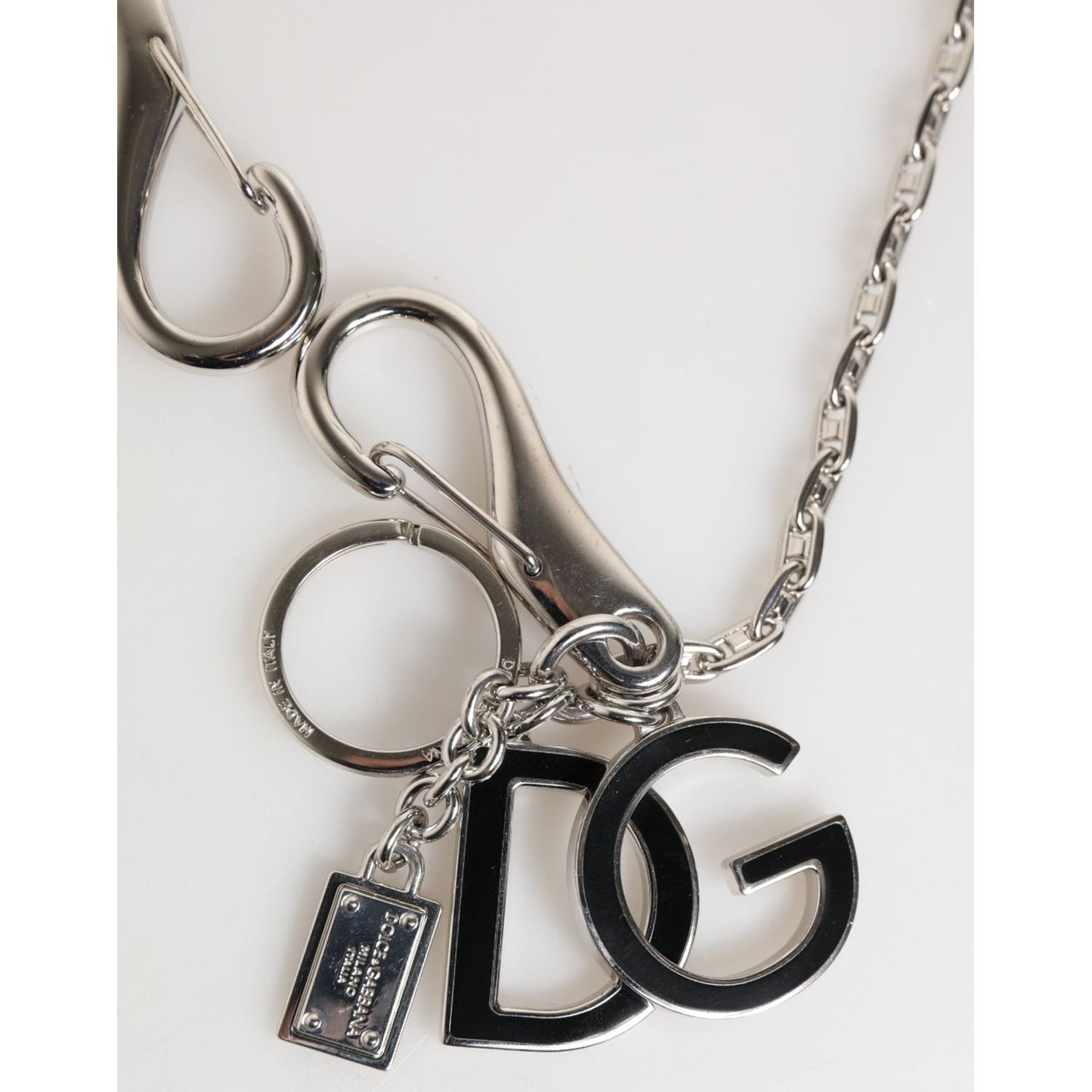 Dolce & Gabbana Silver DG Logo Key Holder Keychain Bag Charm Keyring SMY11021