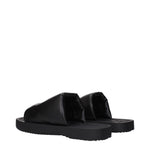 Burberry Black Leather Slippers Sandals BU-15265295040777-EU43/US10