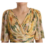 Dolce & Gabbana Yellow Floral Print Pleated Maxi Dress DR28261-38