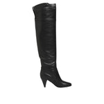 Dolce & Gabbana Black Leather Over-The-Knee DG Boots Shoes