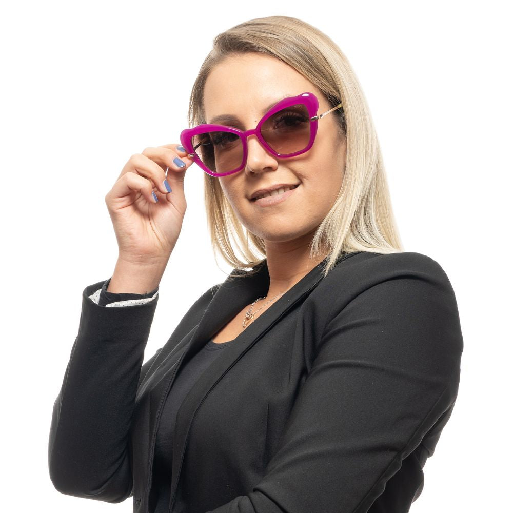 Woman wearing Emilio Pucci Purple Plastic Sunglasses with butterfly style and gradient lenses
