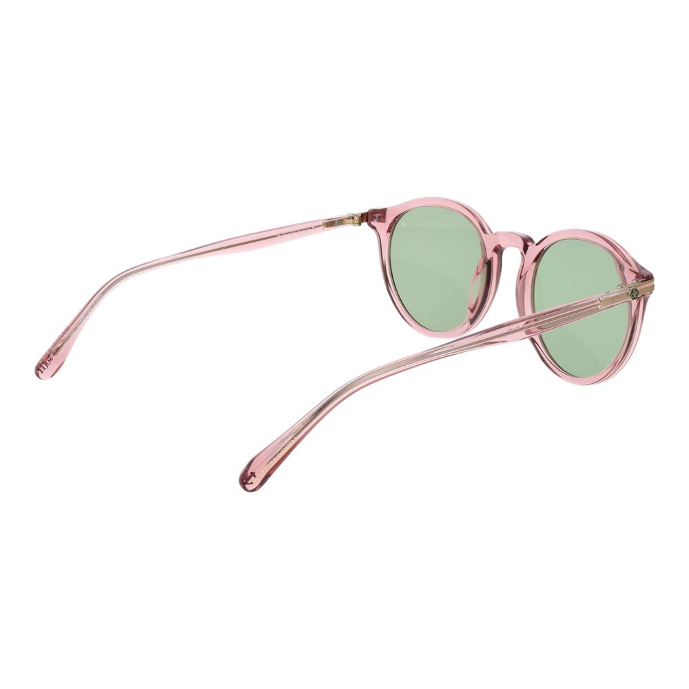 Scotch & Soda Pink Acetate Sunglasses with green plastic lenses, 100% UVA & UVB protection, round full-rim style, size 51-21-145.