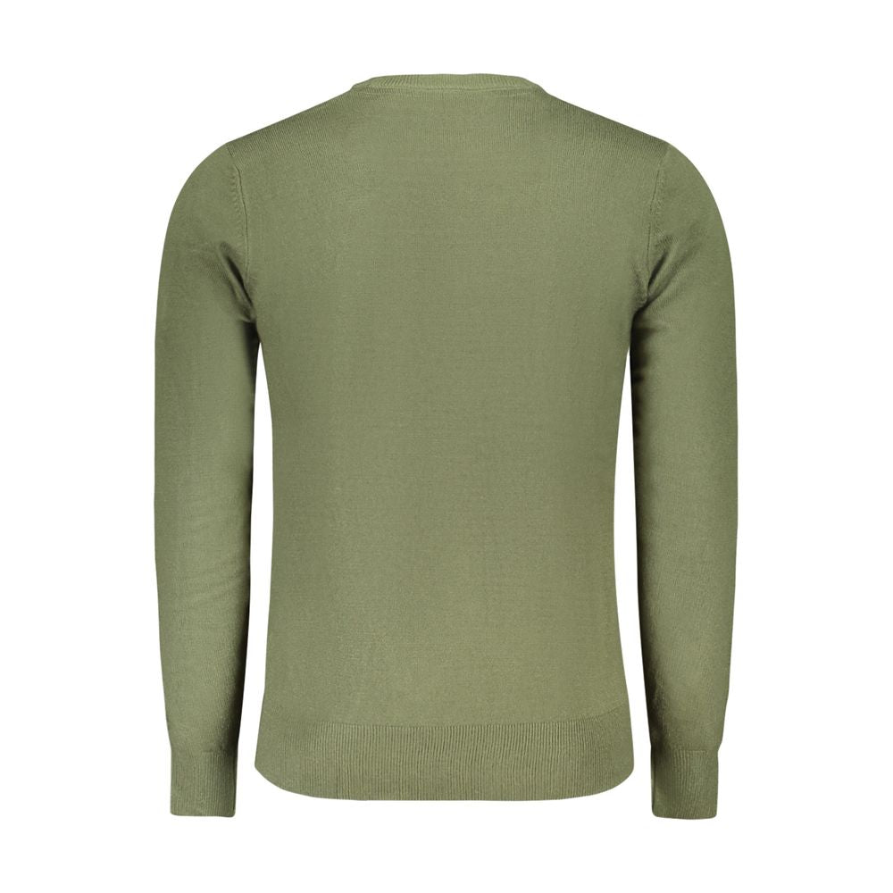 North Sails Green Nylon Sweater, long-sleeved crew neck with embroidery and logo.
