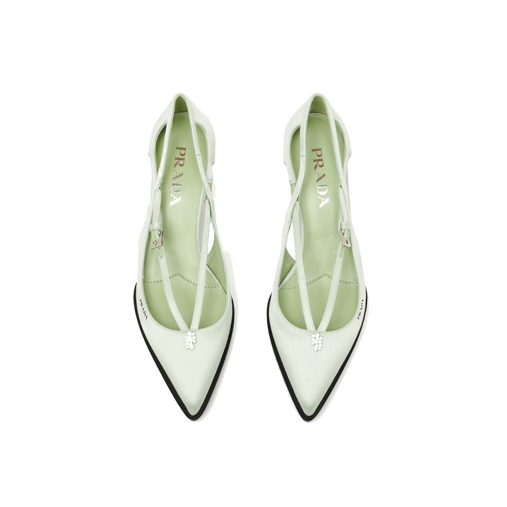 Prada Green Silk Mid Heel Pumps