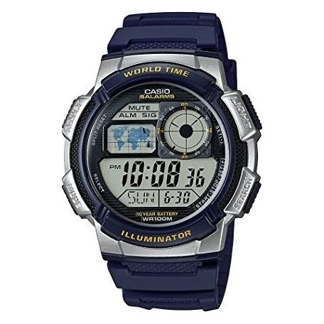 CASIO SPORT Mod. DIVER - WORLD TIME ILLUMINATOR 5 ALARMS. 10 YEARS BATTERY - SILVER AE-1000W-2AVDF