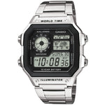 CASIO SPORT Mod. DIVER - WORLD TIME ILLUMINATOR 5 ALARMS - FUTURE CLASSIC COLLECTION - BLACK STEEL AE-1200WHD-1AVEF