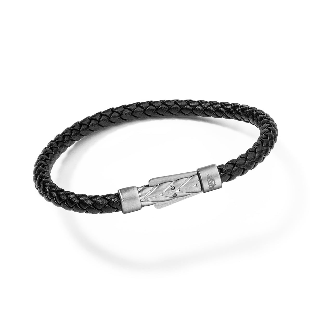 AN JEWELS JEWELRY Mod. AA.P256SSBK.M sleek black braided bracelet with silver clasp