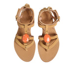 Alberta Ferretti Brown Flip Flops Zipper Ankle Strap Shoes LA12606-38