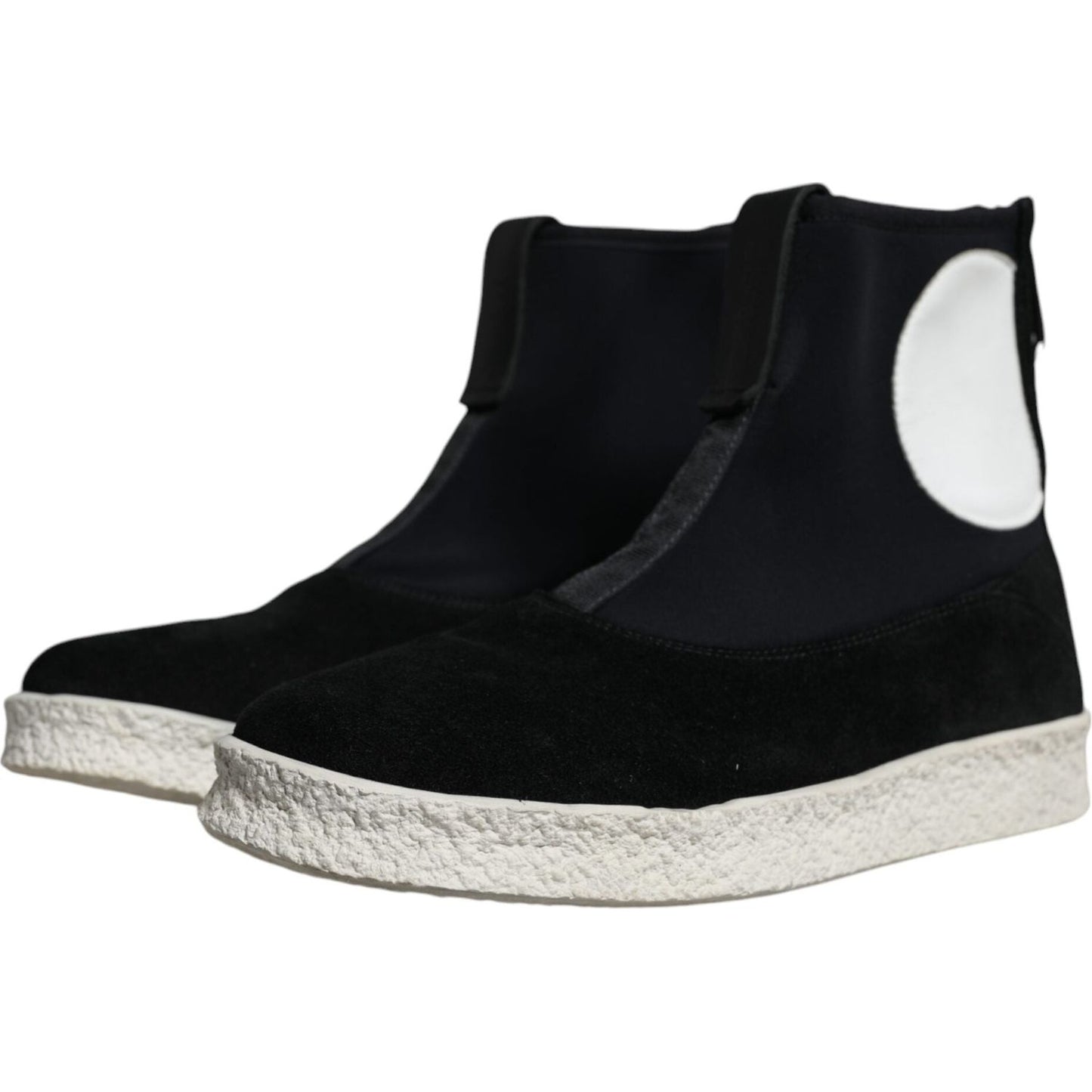 Alexander McQueen Black White Neoprene Takeshi Mid Calf Boots Shoes MV4437-39