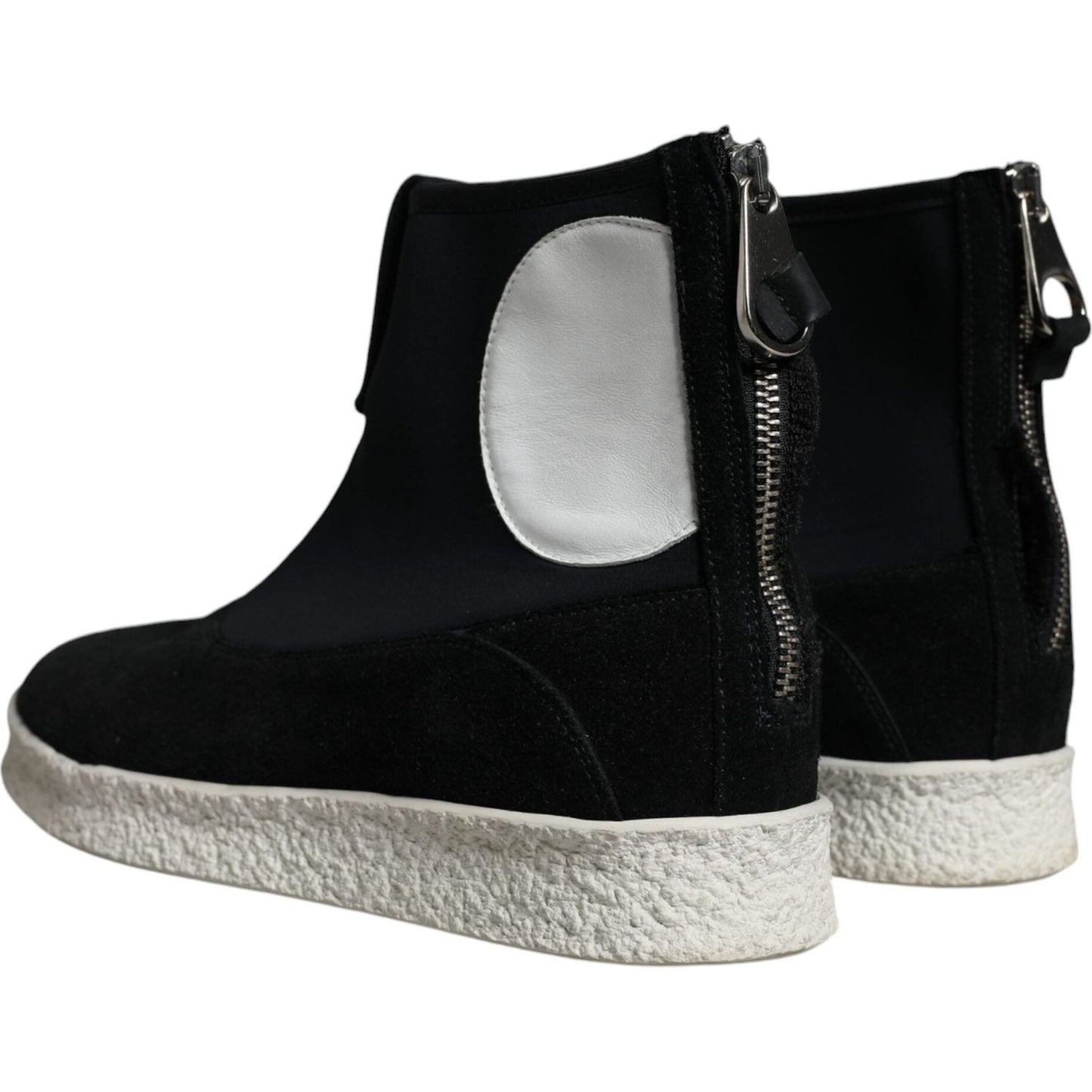 Alexander McQueen Black White Neoprene Takeshi Mid Calf Boots Shoes MV4437-39