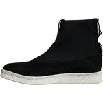 Alexander McQueen Black White Neoprene Takeshi Mid Calf Boots Shoes MV4437-39