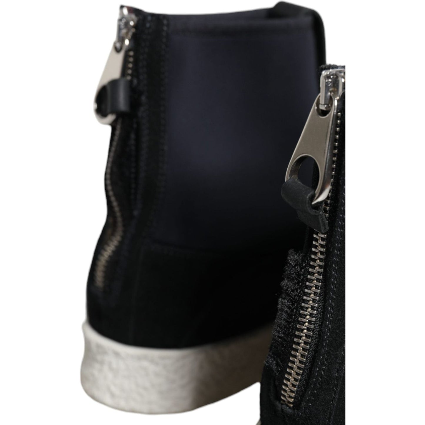 Alexander McQueen Black White Neoprene Takeshi Mid Calf Boots Shoes MV4437-39