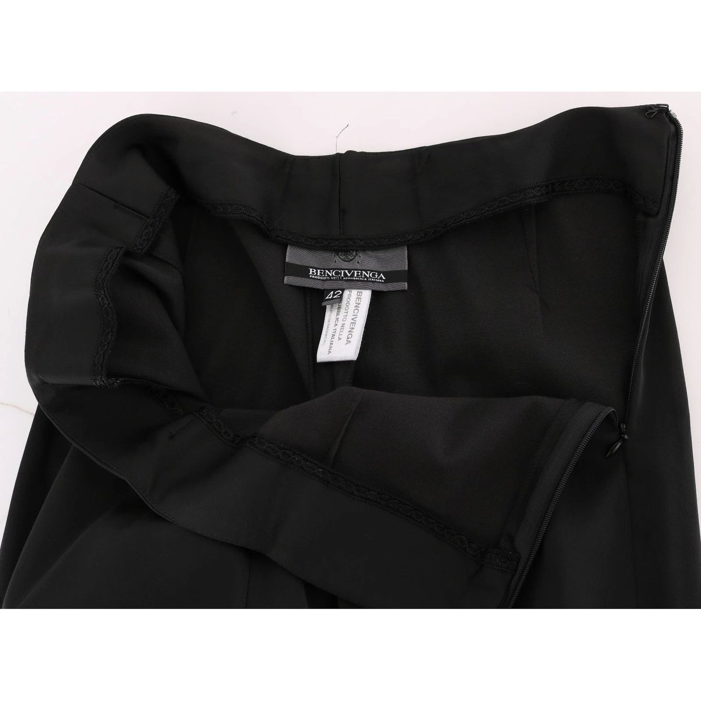 BENCIVENGA Black Stretch Straight Fit Dress Trousers Pants