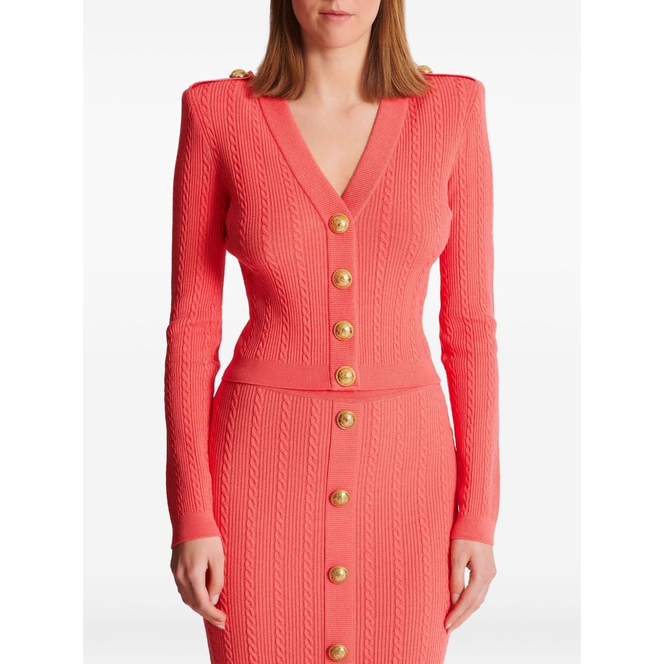 Balmain Long-sleeved twisted knit cardigan