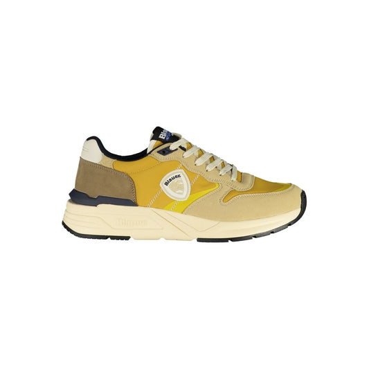 Blauer Beige Polyester Men Sneaker with mustard yellow accents and Blauer logo, showcasing trend-setting style and luxe comfort.