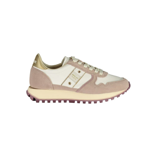 Blauer White Polyester Women Sneaker with sporty design, purple and gold accents, customizable laces, and removable insole for comfort.
