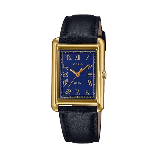CASIO COLLECTION Mod. LADY TANK. GOLD. LEATHER - BLUE WATCHES
