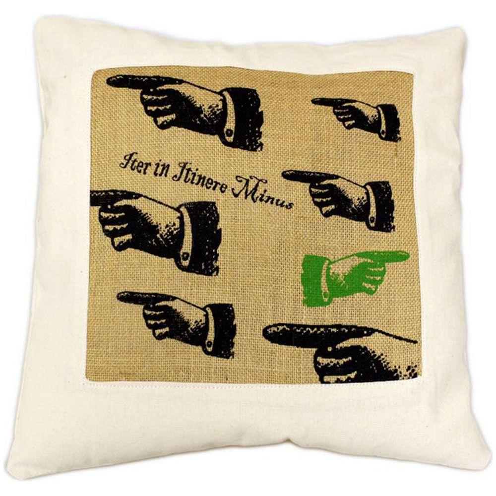 CUSCINI LETTERARI - Copricuscino in Juta lavata / Cotton pillow case e Juta lavata ITER IN ITINERE MINUS - Size 40x40cm LATINORUM-JC-02