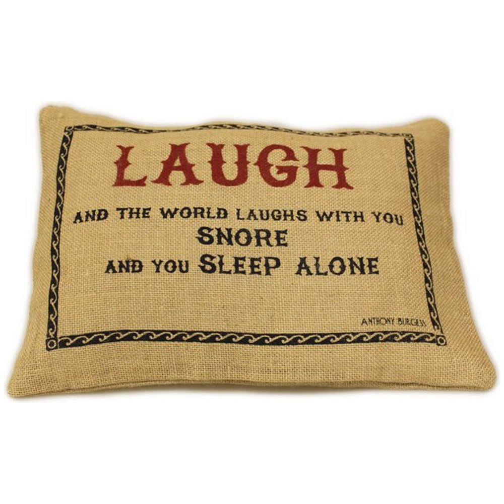 CUSCINI LETTERARI - Copricuscino in Juta lavata / Juta washed pillow case LAUGH - Size 38x25cm SLEEP-J-02