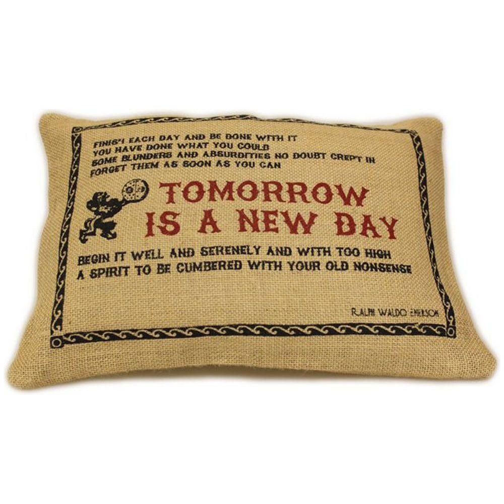 CUSCINI LETTERARI - Copricuscino in Juta lavata / Juta washed pillow case TOMORROW - Size 38x25cm SLEEP-J-12