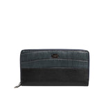 Dolce & Gabbana Black Blue Exotic Leather Men Continental Clutch Wallet BAG4688