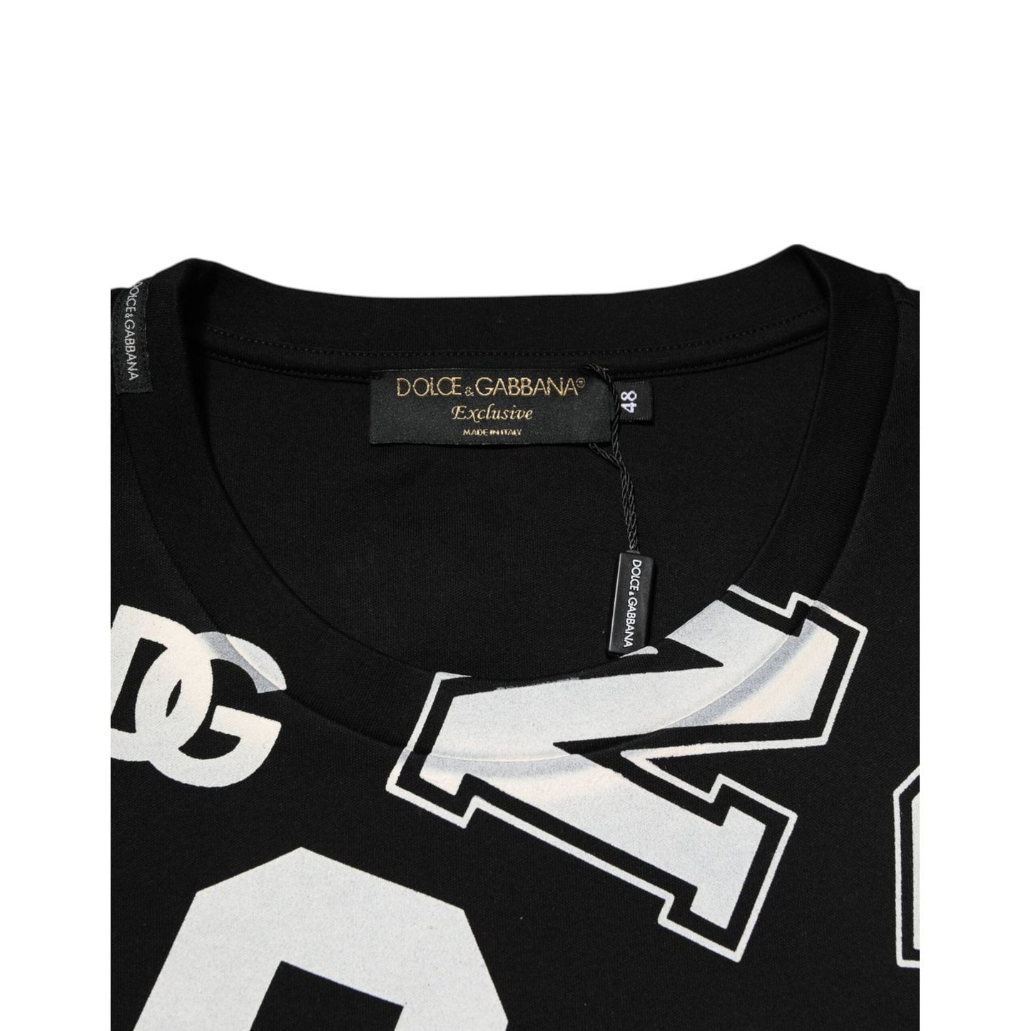 Dolce & Gabbana Black Cotton Letter Print Short Sleeve T-shirt TSH91179-48