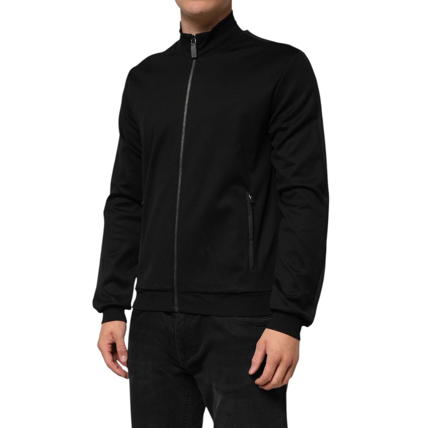 Dolce & Gabbana Black Cotton Logo Full Zip Men Bomber Jacket TSH90779-52