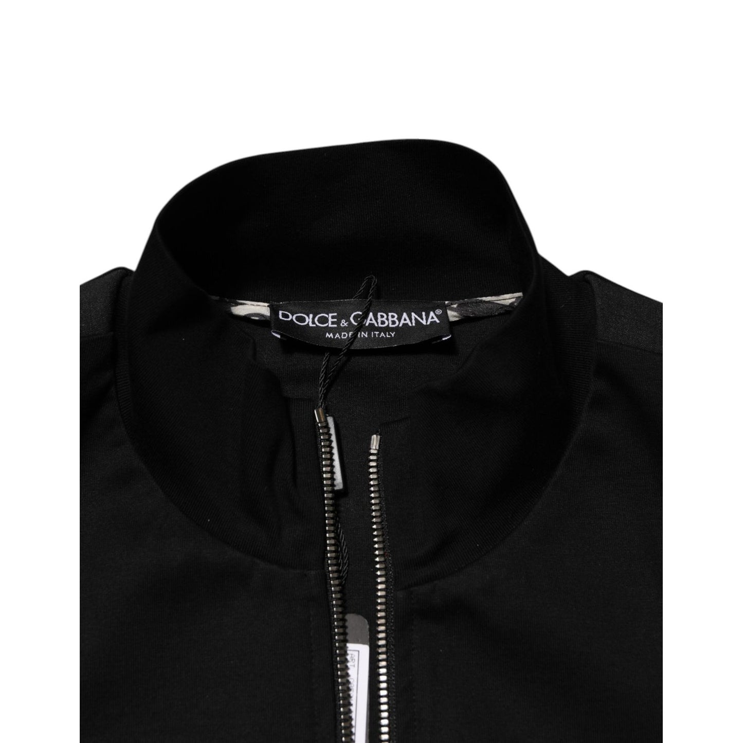 Dolce & Gabbana Black Cotton Logo Full Zip Men Bomber Jacket TSH90779-52