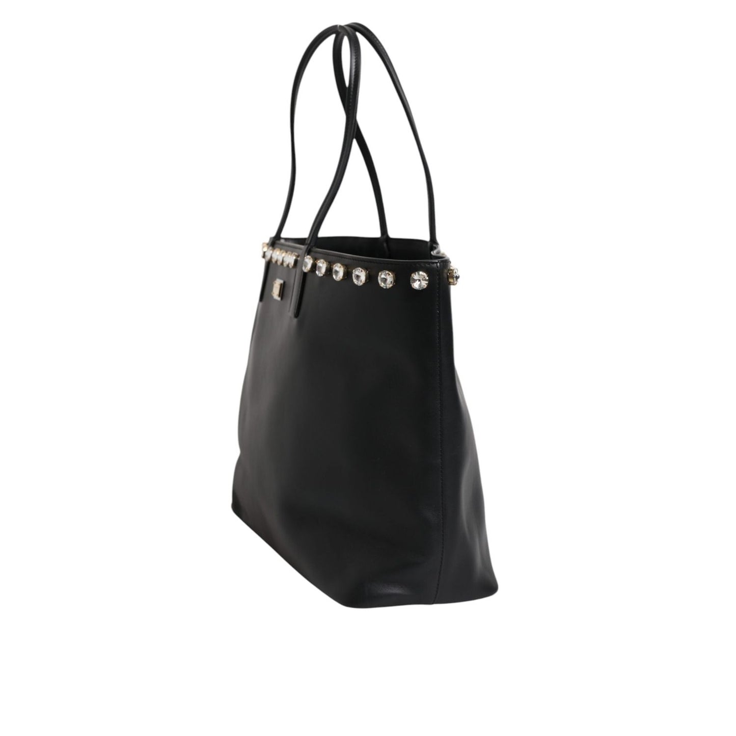 Dolce & Gabbana Black Crystal Leather Shopping Women Tote Bag BAG4071