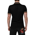 Dolce & Gabbana Black DG Silk V-neck Collared Men Polo T-shirt THS90355-46
